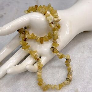 Yellow Opal Chip Silver Necklace